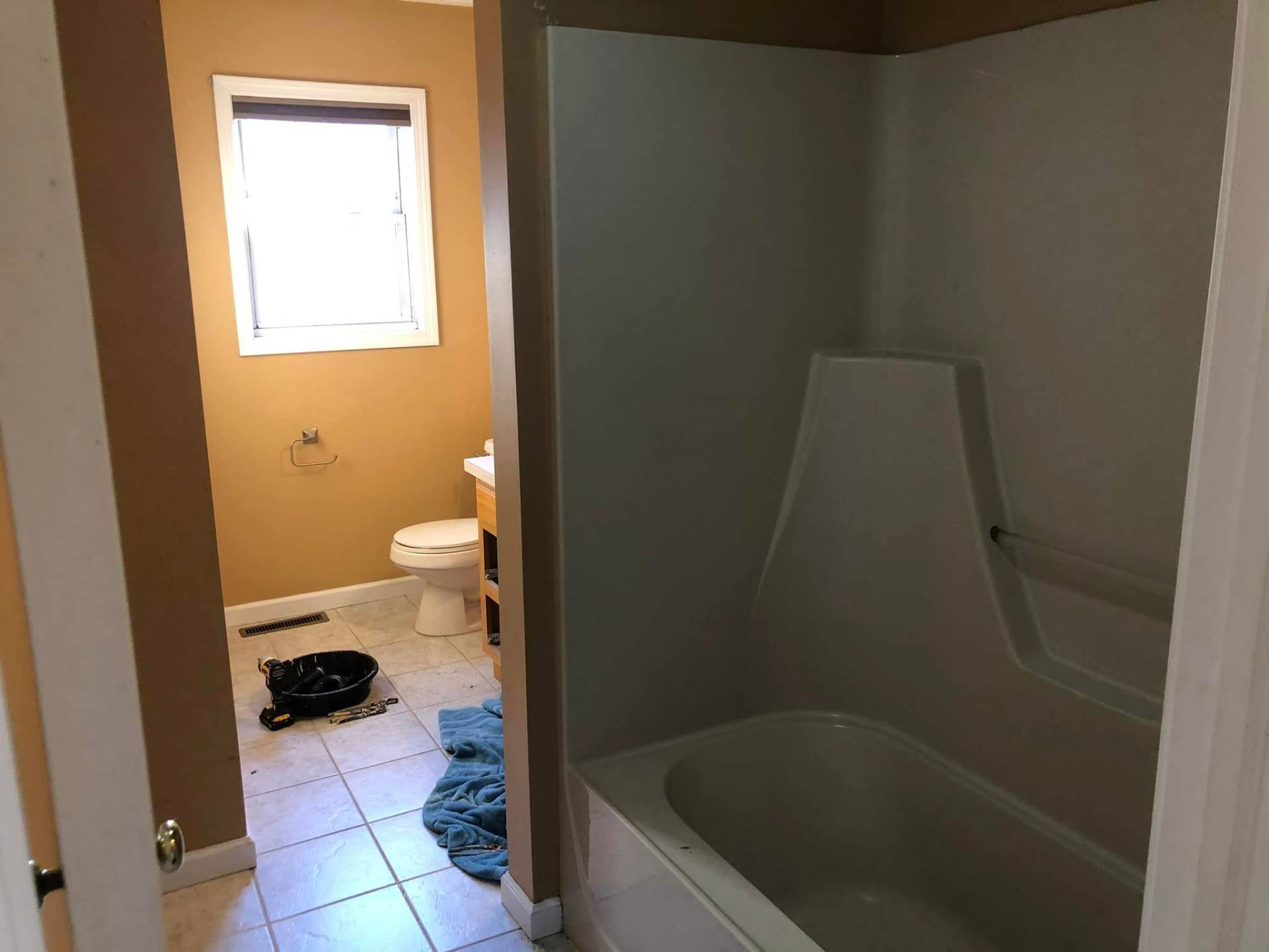 Walk-in shower conversion — before