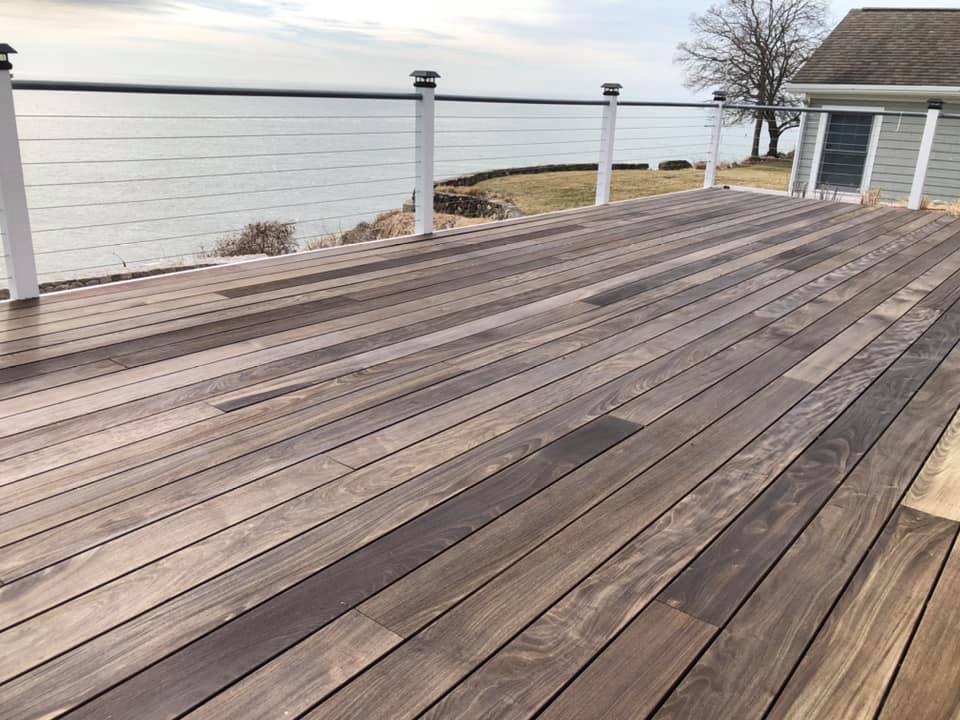 Wide-plank deck with lake views