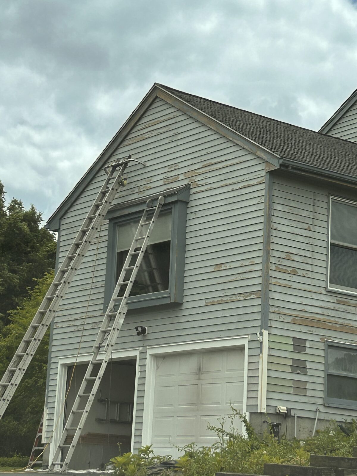 Gable scrape & spot-prime
