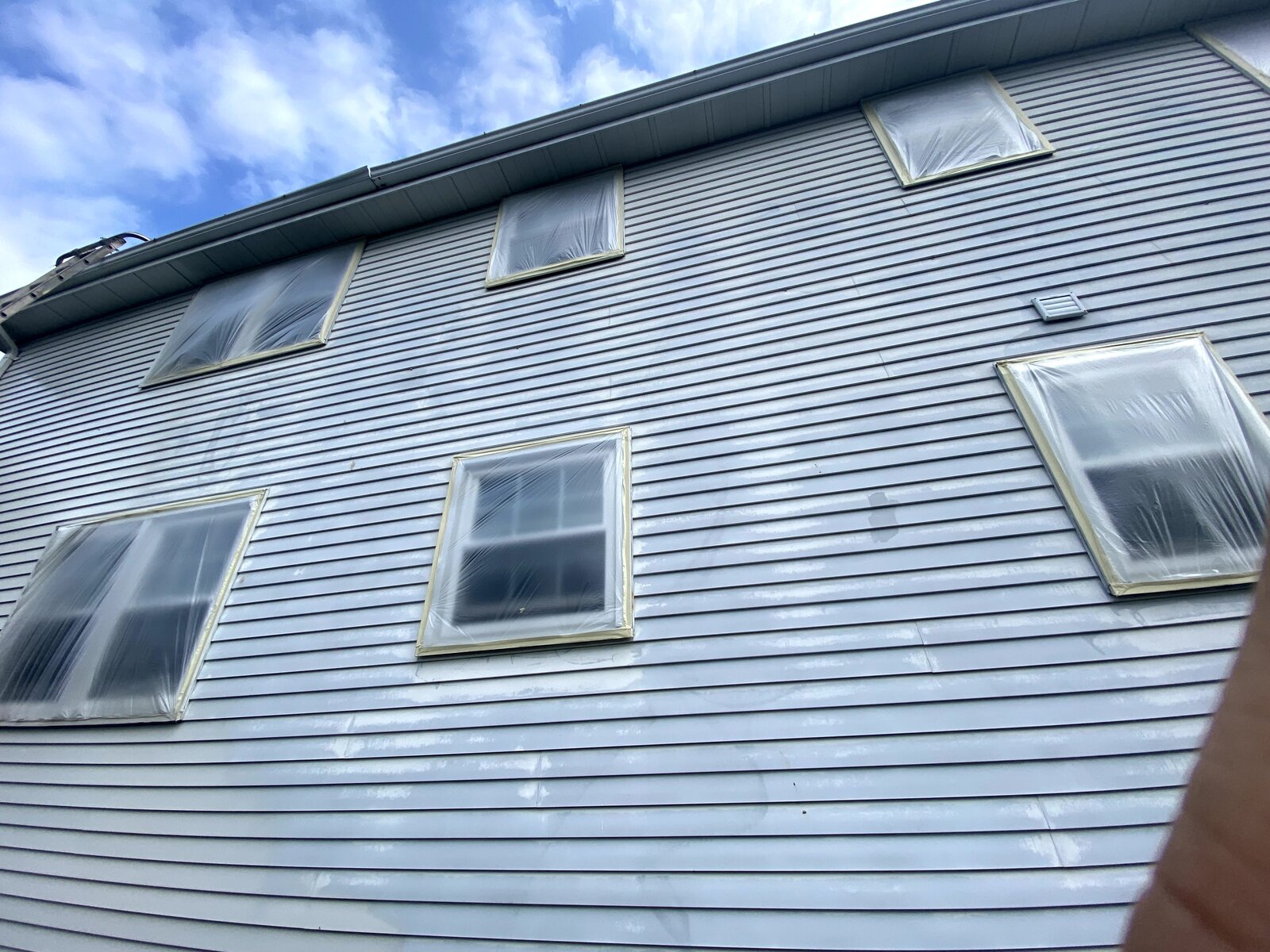 Side elevation masked & ready for spray